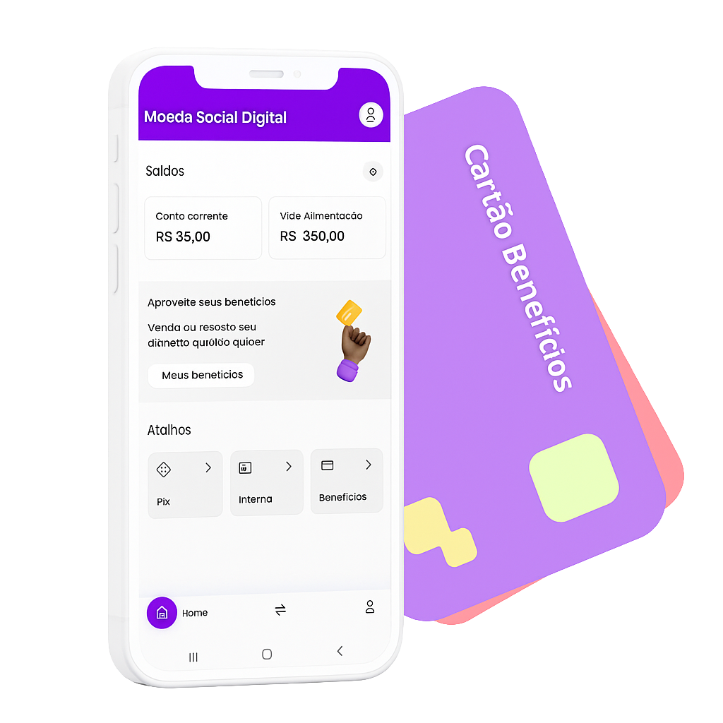 Ilustração do aplicativo de Moeda Social Digital da ZAAVE